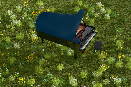 Piano in the garden. 3D renderingの写真素材