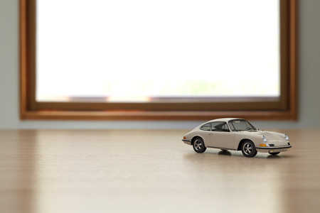 toy car on the table. 3D rendering an image.