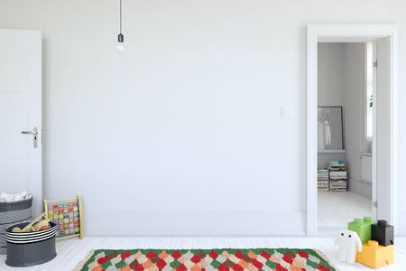 Kids room interior. mock up wall art. 3d rendering, 3d illustration.の写真素材