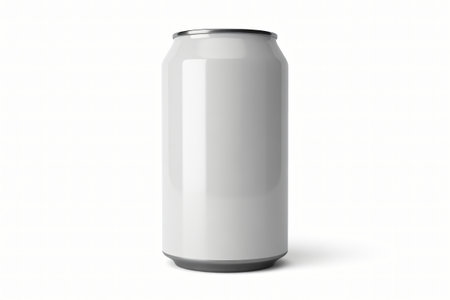 White aluminum can stands isolated against a white background ideal for showcasing beverage product mockups and branding designs representing a refreshing drink and modern packaging.の写真素材