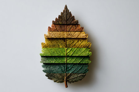 Leaf segments display a gradient of colors representing the seasons and the natural cycle of life...