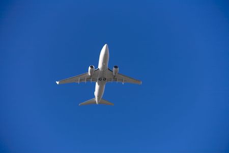 Photo of an airplane just before landing.