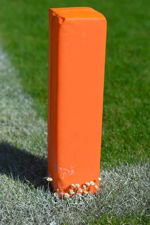 Goal marker at a footbal pitchの写真素材