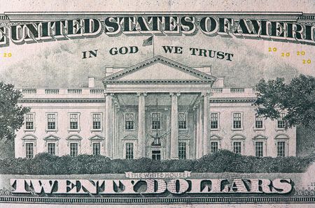 Extreme macro shot of a twenty dollar bill.