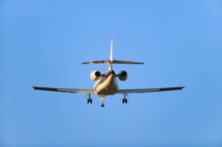Photo of an airplane just before landing