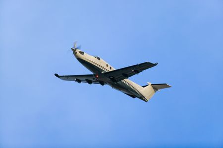 Photo of an airplane just after take-off.