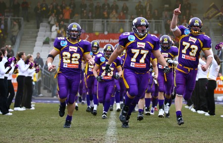 Austrian Football League - Vienna Vikings playing against the Graz Giants in Vienna - March 2008のeditorial素材