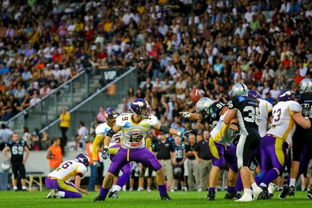 Innsbruck, Austria - July 5: The Tirol Raiders win the European Football League against the Vienna Vikings.のeditorial素材