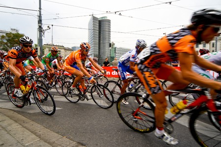 Vienna, Austria - July 13: The final stage of the tour of Austria ends in Vienna with an overall victory of Austrian rider Thomas Rohregger.のeditorial素材