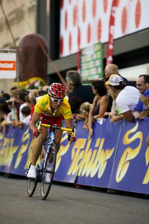 Vienna, Austria - August 1: The Rathauskriterium 2008 ends with a victory of Filippo Pozzato from Team Liquigas. Shown is Austrian rider Thomas Rohregger.のeditorial素材