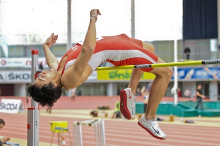 LINZ, AUSTRIA - FEBRUARY 25: Fabio Rosas Rondinell (#134, Austria) places sixth in the men's high...