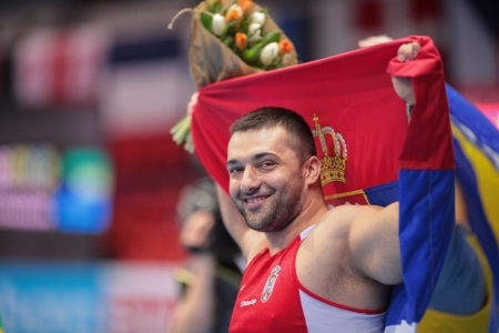 GOTHENBURG, SWEDEN - MARCH 1 Asmir Kolasnic (Serbia) wins the men's shot put final during the European Athletics Indoor Championship on March 1, 2013 in Gothenburg, Sweden.のeditorial素材