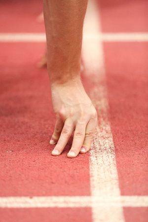 LINZ, AUSTRIA - JANUARY 30, 2014: Przemyslaw Slowikowski (#221 Poland) places 3rd in the men's 60m event in an indoor track and field meeting.のeditorial素材