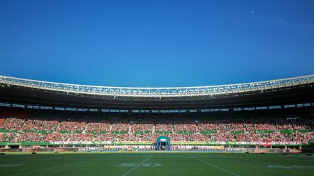 VIENNA, AUSTRIA - JUNE 7, 2014: A view of the Ernst/Happel-Stadium in Vienna before the finals of the American Football Championships.のeditorial素材