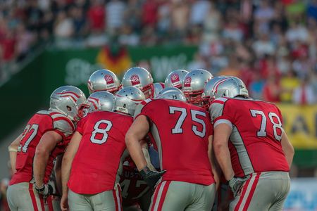 VIENNA, AUSTRIA - JUNE 7, 2014: Team Austria in the huddle during the final game against Germany.のeditorial素材