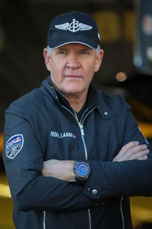 SPIELBERG, AUSTRIA - OCTOBER 25, 2014: Nigel Lamb (Great Britain) posing for a photo before the Red Bull Air Race.のeditorial素材