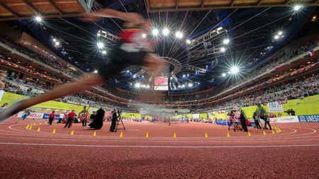 PRAGUE, CZECH REPUBLIC - MARCH 7, 2015: A view of the O2 Arena during the European Athletics Indoor Championship.のeditorial素材