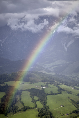 rainbow mountain colorful scenery panorama beautiful view summer weatherの写真素材