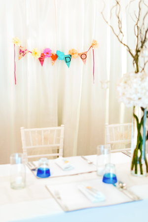 Setup and decorations in wedding day, selective focus.の写真素材