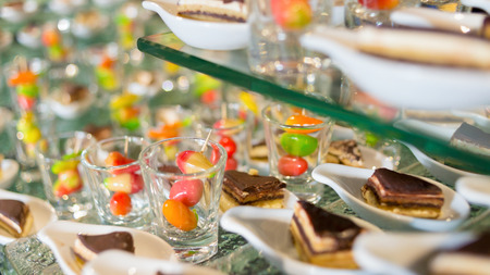 Desserts, The colorful plating and blueberry cake served on a party.の写真素材