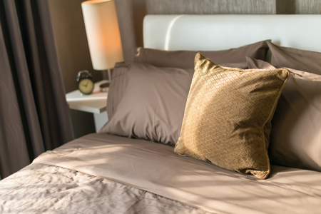 House decoration, brown theme bedroom with decorative.の写真素材