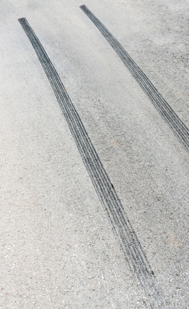 Brake marks on the road.の写真素材