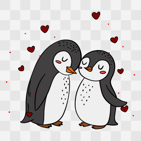 Cute penguin in love. Valentines day vector illustration.のイラスト素材