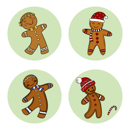 set of christmas gingerbread men, vector illustration, eps10のイラスト素材