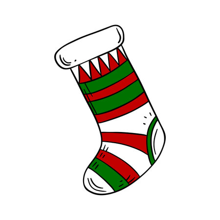 christmas sock decoration icon vector illustration design graphic flat style hand drawnのイラスト素材