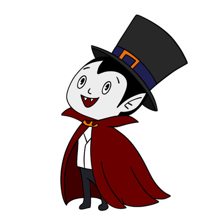 Cute cartoon magician with hat and cloak. Vector illustration design.のイラスト素材