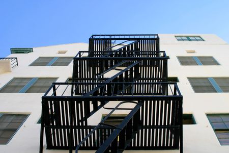 Fire escape stairs at a house in Ventura Californiaの写真素材
