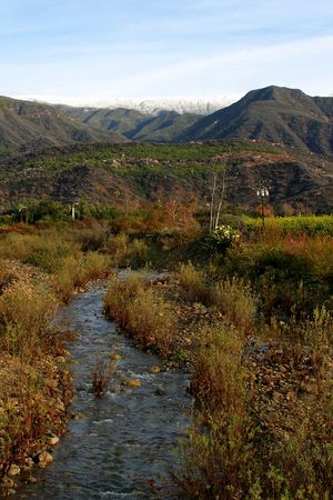Landscape of the Ojai valley wit a creekの写真素材