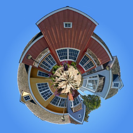 Panoramic 360 degree shot of the Oxnard harbor housesの写真素材