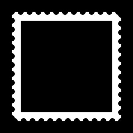Square stamp with copy space on black backgroundの写真素材