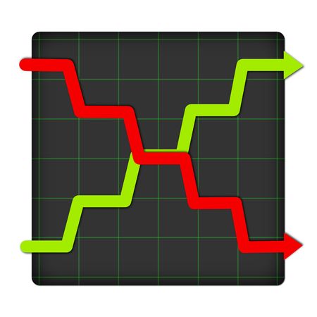Icon statistic with graph on white backgroundの写真素材