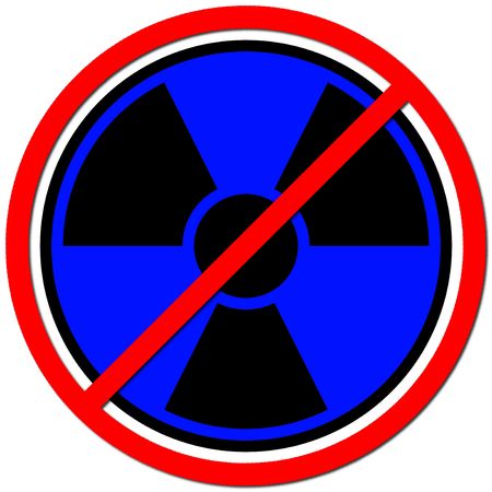 Blue sign against radiation on white background.の写真素材
