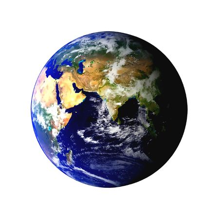 Earth globe showing on white background clouds visible.

Some components of this image are provided courtesy of NASA, and have been found at visibleearth.nasa.govの写真素材