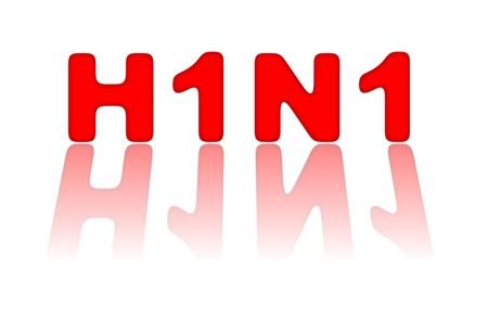 Red sign for H1N1 or swine flu on white backgroundの写真素材