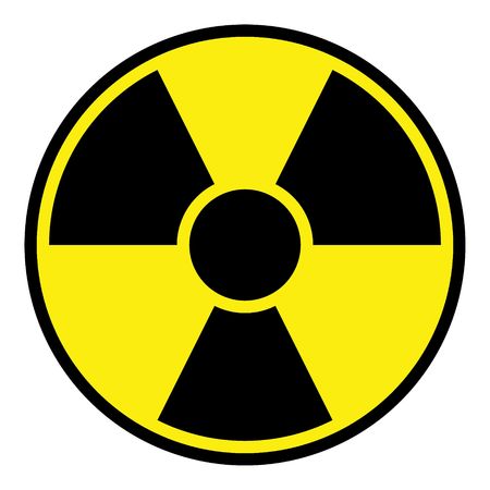 Round radiation warning sign on white backgroundの写真素材