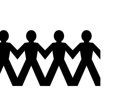 Group of man standing in line on white backgroundの写真素材