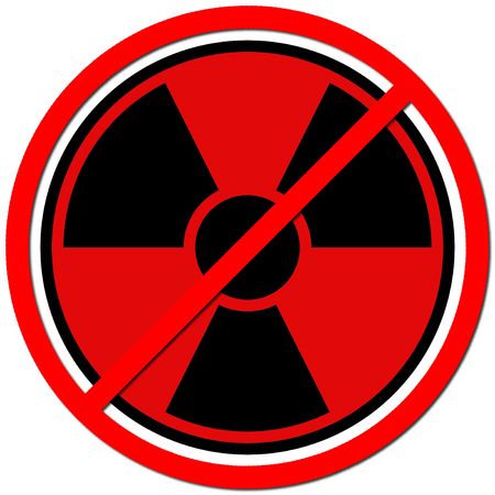 Red sign against radiation on white background.の写真素材