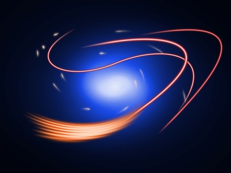Background with blue glowing lines on blackの写真素材