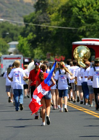 Ojai, CA - JULY 3 : Annual 4th of July parade in Ojai one day early this year July 3, 2010 in Ojai, CA. のeditorial素材