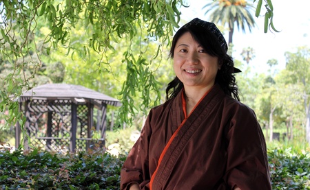 portrait of a Japanese woman with traditional clothingの写真素材