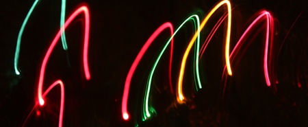 Abstract Christmas light blurred by motionの写真素材