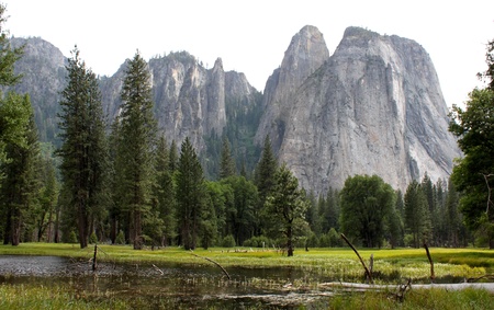 The valley of the Yosemite National Park in Californiaの写真素材