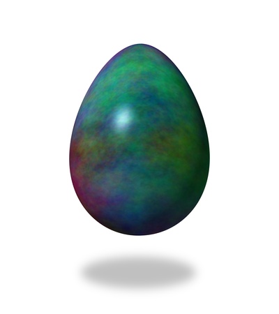 Green marble egg on white background の写真素材