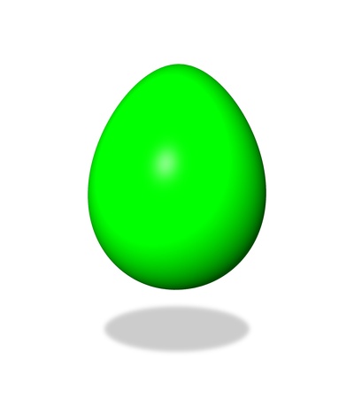 Green egg on white background with shadow の写真素材