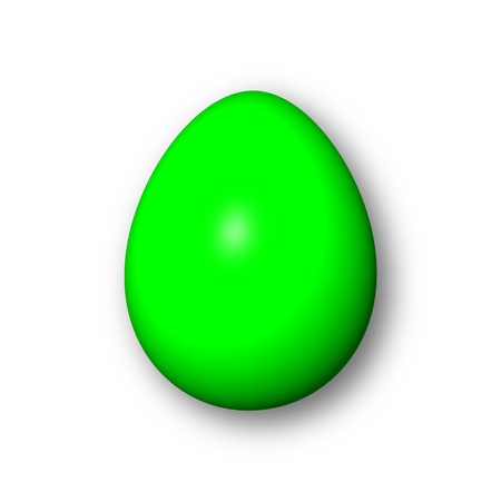 Green egg on white background with shadow の写真素材
