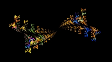 Abstract fractal on black background with vibrant colors の写真素材